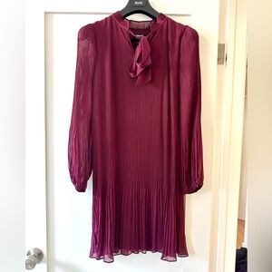 DKNY Burgundy Pleated Dress